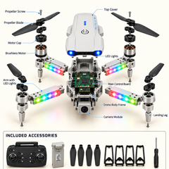 E99 Drone Pro with HD Camera, WiFi Real-Time FPV, 50X Zoom & LED Lights