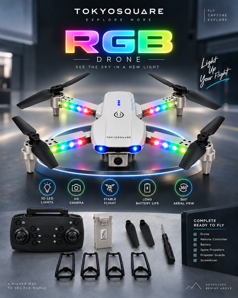 E99 Drone Pro with HD Camera, WiFi Real-Time FPV, 50X Zoom & LED Lights