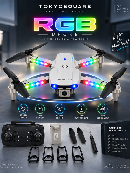 E99 Drone Pro with HD Camera, WiFi Real-Time FPV, 50X Zoom & LED Lights