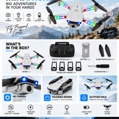 E99 Drone Pro with HD Camera, WiFi Real-Time FPV, 50X Zoom & LED Lights